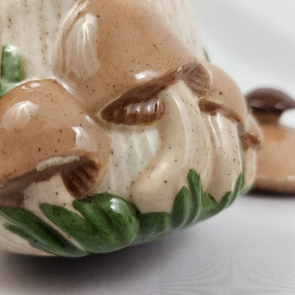 Arnel's Sugar & Creamer Set 3D Mushroom Ceramic 1970's Vintage MCM Kitschy Retro